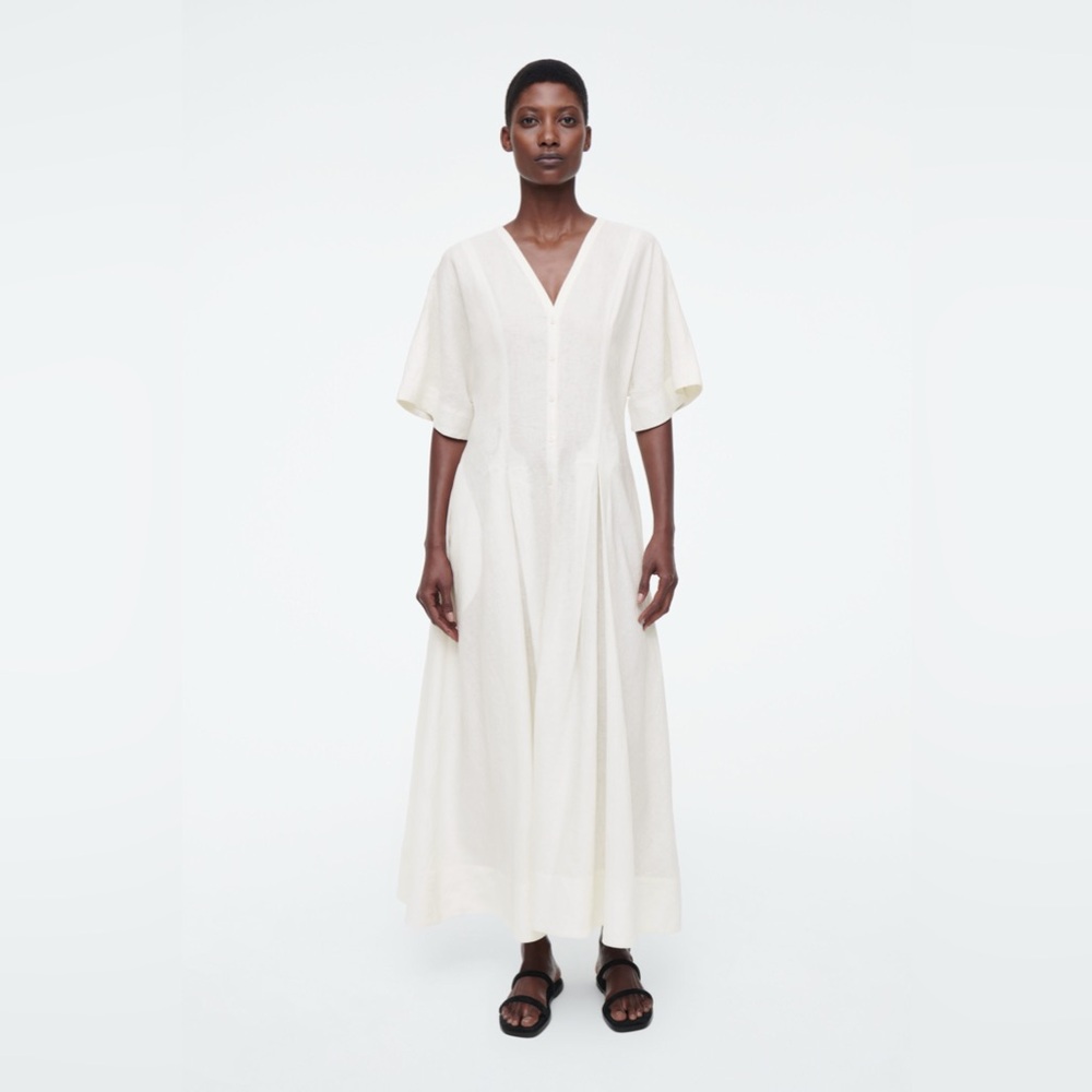 COS Cream V-Neck Maxi Dress
